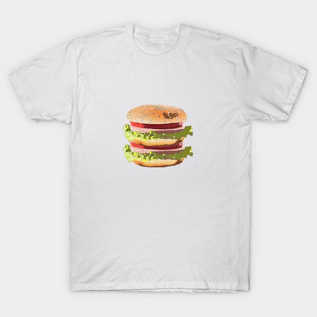 Triple Patty Hamburger Illustration T-Shirt by vnteees1